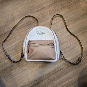 GUESS Women's 2-Tone Tan Logo Backpack Purse